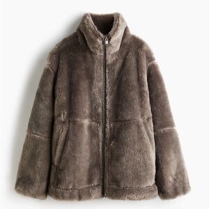 H&M Faux Fur Zip-Front Jacket in Brown!
